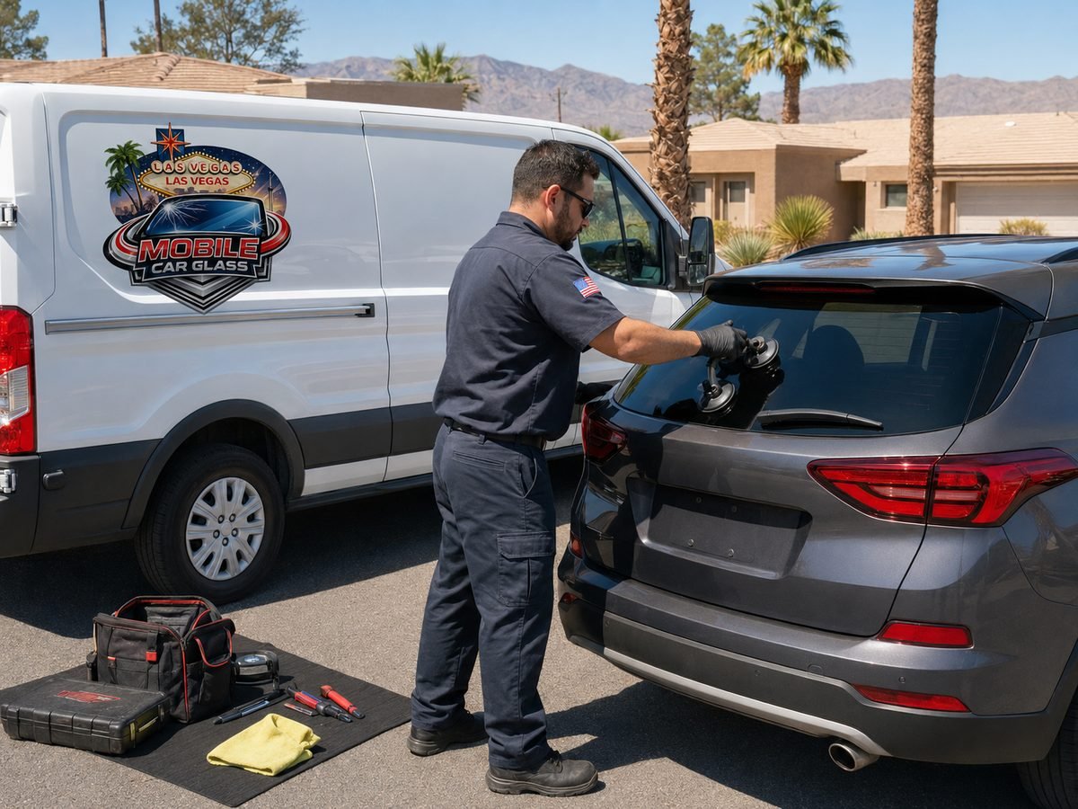 Mobile rear glass replacement at a customer location in Las Vegas, NV